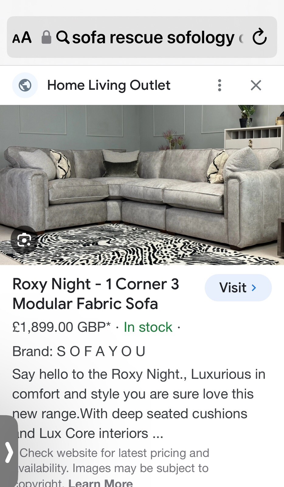 sofology corner sofa Center Seat Only eBay