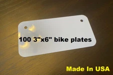Aluminum 3"x 6" Bicycle plates, Dye Sublimation Blanks, bike tag, 100 pc