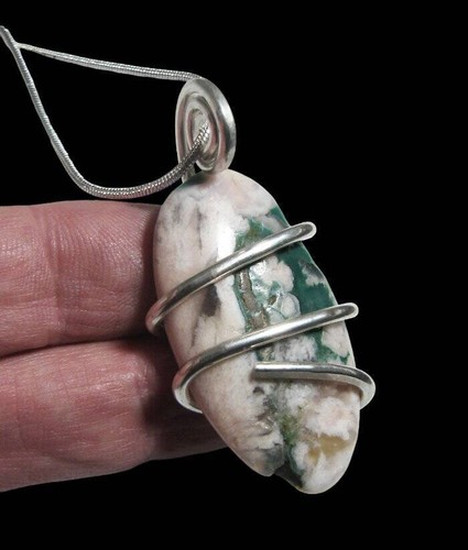 Spirit of Sakura Pendant Natural Agate | 925 Sterling Silver Pendant #1 - 第 1/3 張圖片