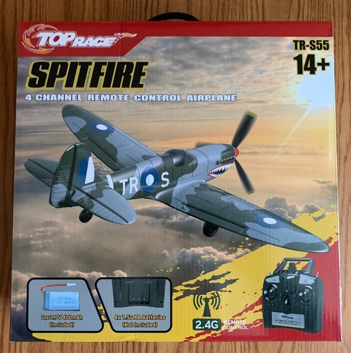 Top Race Spitfire Shark Mouth 4 Channel Remote Control Airplane TR-S55 MIB - Picture 2 of 7