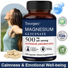 Magnesium Glycinate 500mg 30/60/120CapsFor Sleep Stress Relief Support Bone Lot
