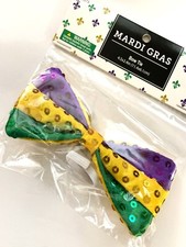 MARDI GRAS Colors Costume SEQUIN BOW TIE NEW Purple Green Gold CARNIVAL Bowtie