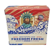 (2 pack) Dr. Squatch Freedom Fresh Limited Edition Bar Soap, 5 oz Zero Grit USA