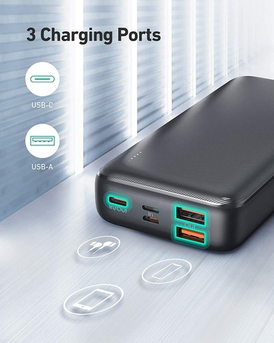 AUKEY USB C Power Bank 20000mAh, Portable Charger Large-Capacity with 3 Outputs - Picture 4 of 9