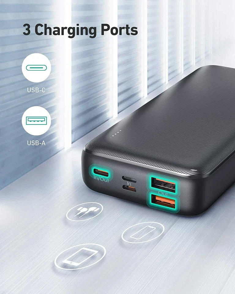 AUKEY USB C Power Bank 20000mAh, Portable Charger Large-Capacity with 3 Outputs  - Image 4 of 4