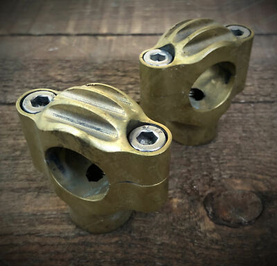 Massiver Messing Motorrad 1'' Lenker Low Riser Bobber Chopper Custom Harley 35mm