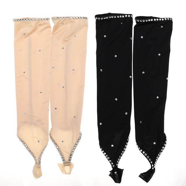 Figure Skating Long Sleevelet Middle Finger Gloves Mittens Mesh Fabric