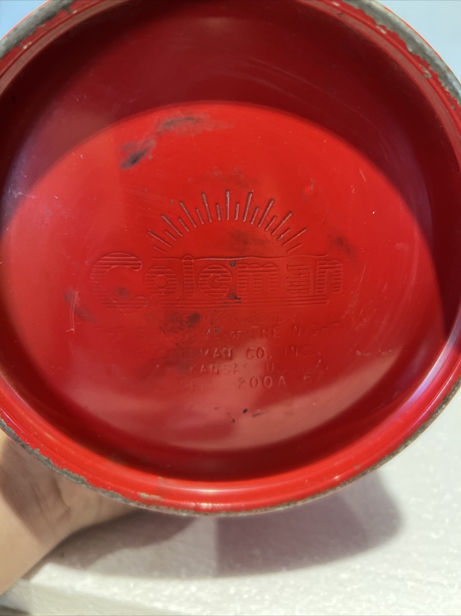 Coleman 1967 Lantern Red 200A with Pyrex Globe Camping Dated 7/67