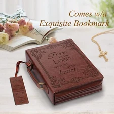 Leather Classic Bible Cover Carrying Book Case Large Church Bag Bible Protective