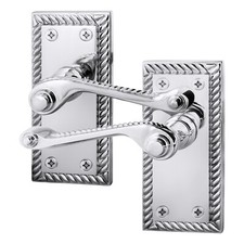 Chrome Georgian Rope Edge Door Handles Bathroom Latch & Key Lock Sets