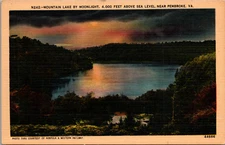Mountain Lake by Moonlight 4,000 Feet Above Sea Level Near Pembroke VA Postcard