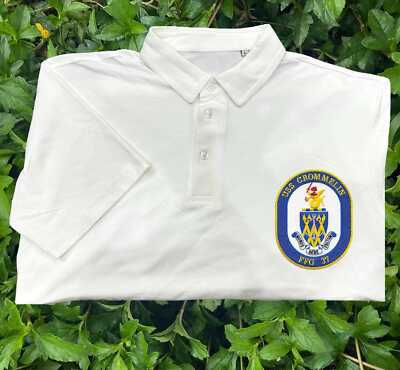 #ad Uss crommelin ffg 37 missile frigates ship embroidered patch polo shirt $30.00