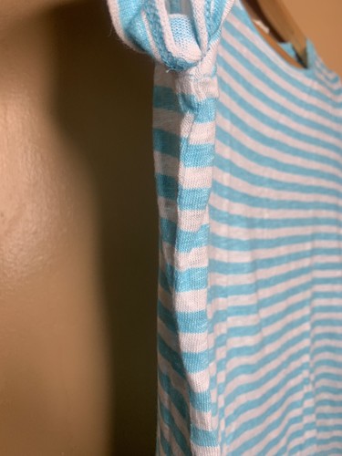 Charter Club Women Size Small Blouse Scoop Neck Blue White Striped Short Sleeve - Picture 6 of 14