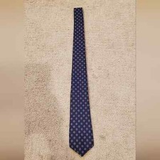 Men's Vintage Jacobson's Navy Burgundy Geometric Pattern Necktie Made in USA