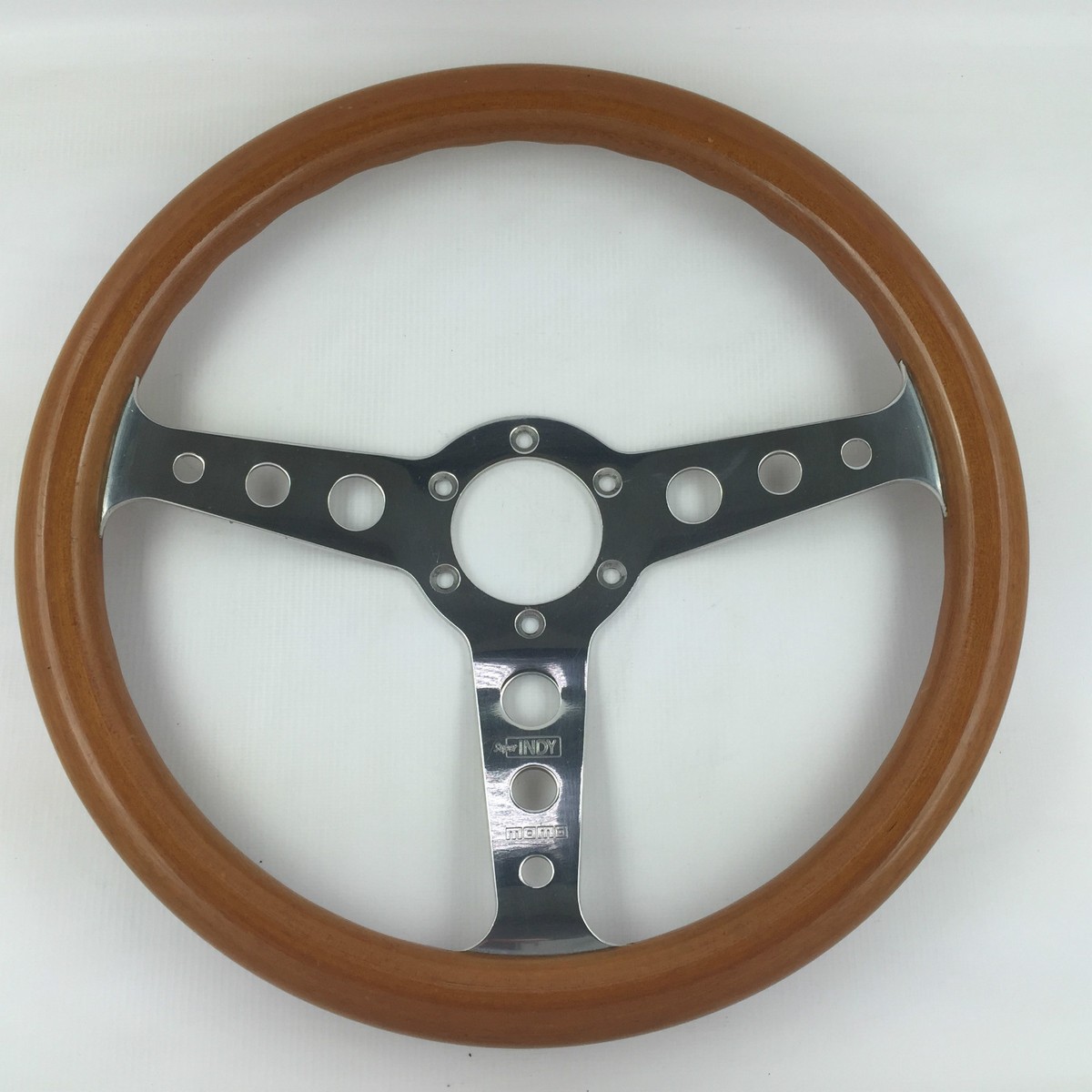 MOMO Super Indy wood rim car steering wheel. 350mm. Genuine. Rare