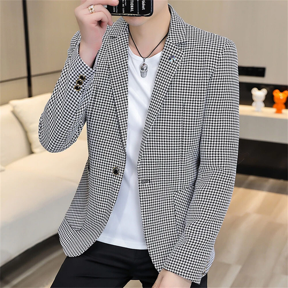 Men Formal Work Blazer Jacket Business Casual Button Slim Fit Suit Coat Tops