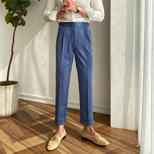 Pantaloni retrò Napoli da uomo fibbia parigina pantaloni affusolati dritti pantaloni casual - Foto 23 di 26