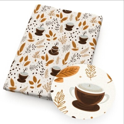 Coffee Espresso cafe neutrals 100% Cotton fabric 18''x55'' 1275074