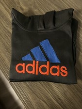 Adidas Boy's Youth Tech Hoodie Black Red Logo Size 5 Sweatshirt