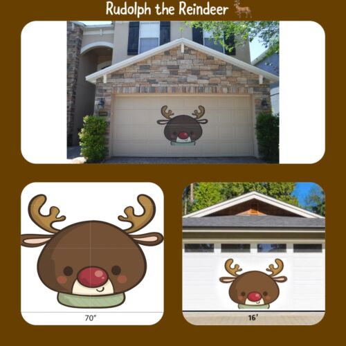 Garage Door Magnets -  Decorative Rudolph The Red Nosed Reindeer - Picture 1 of 10