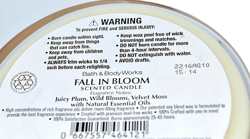 Bath Body Works FALL IN BLOOM 3-Wick Candle 14.5 oz Rare Retired Scent New - Picture 2 of 3