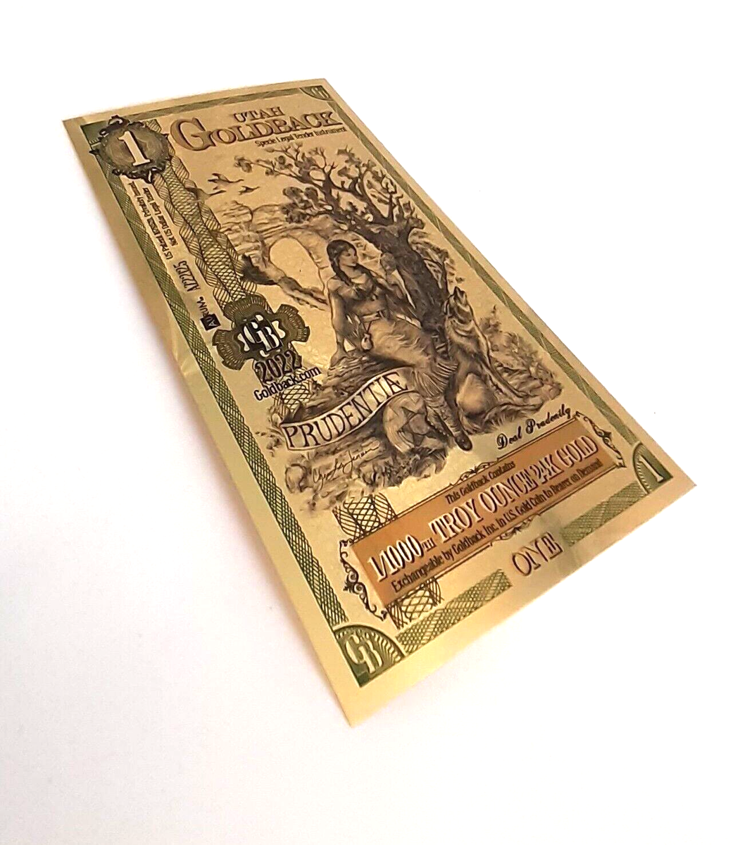 Utah Goldback 1/1000 Gold Troy Ounce 24K Utah Currency Private