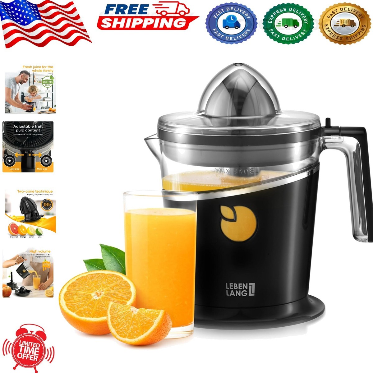 Electric Citrus Juicer Large Volume Juice Squeezer Lemon Orange
