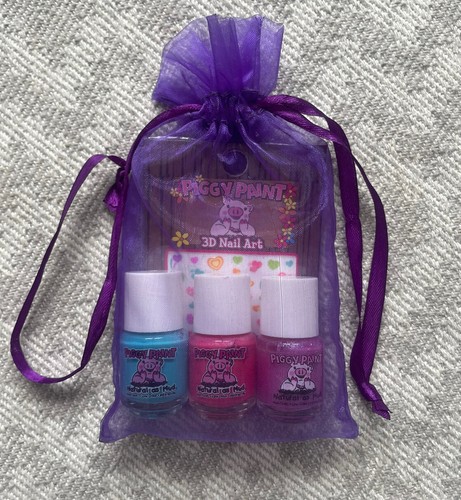 Piggy Paint 3D Nail Art 100% Non-toxic Girls Nail Polish, 3 Colors New