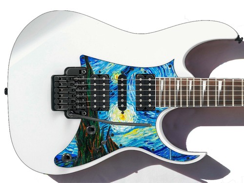 Guitar Skin Axe Wrap Pickguard Headstock Van Gogh Starry Night 659 - Picture 14 of 44