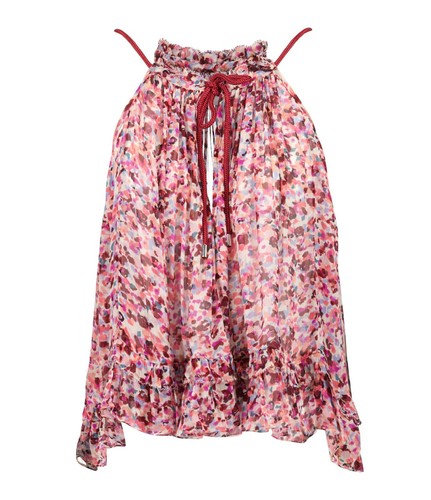 Isabel Marant Etoile Damen Fabino Chiffon Gerüscht Bedruckt Bluse Tunika Top M - Bild 14 von 16
