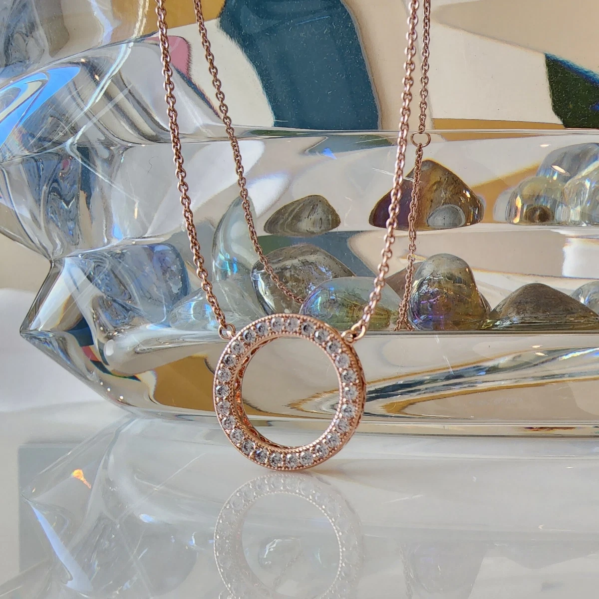 Pandora circle of sparkle necklace gold deals