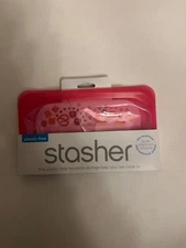 Stasher Reusable Storage Silicone Bag Snack Size (Pink), Plastic Free 3 Pack!!