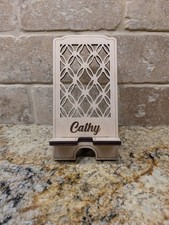 Personalized Wooden Cell Phone Stand, Crafted from Baltic Birch, Universal fit