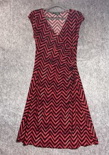 Lauren Ralph Lauren Dress Women PM Red Chevron Stretch Petite Medium Packable