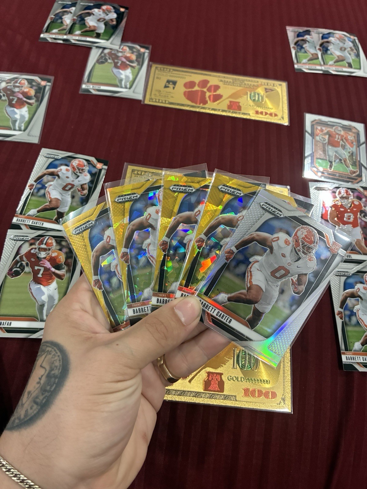 Clemson Tigers Football Card Lot Auto 2025 Prizm Gold, Color, Numbered view 8