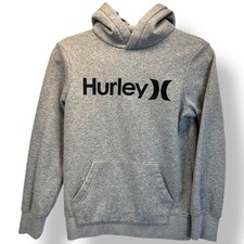 HURLEY BOYS GRAY LOGO PULLOVER HOODIE SWEATSHIRT