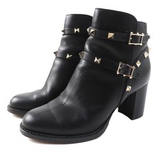 Item Valentino Garavani Rockstud Leather Short Boots Black Gold Hardware 35.5 M