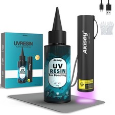 UV Resin Kit with Light, 50G UV Resin with Rechargeable 395NM UV Flashlight, Fas