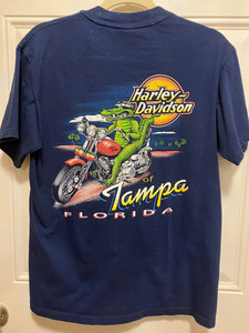 Vintage Harley Davidson Tampa Florida T-Shirt Grocodile Cruising 2000 Navy Blue