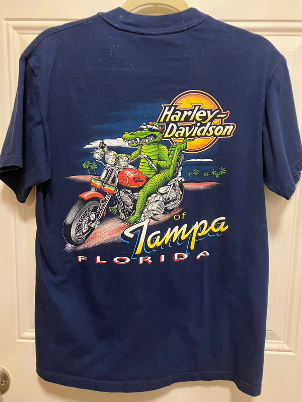 Vintage Harley Davidson Tampa Florida T-Shirt Grocodile Cruising 2000 Navy Blue