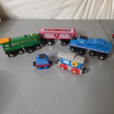 Maison Joseph Battat Wooden Magnetic Train Cars Engines Passenger Cars Lot