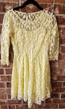 Free People Yellow Lace 3/4 Sleeve Dress Size 0