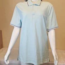 St John's Bay Men's Light Blue Polo Shirt M Classic Fit Short Sleeve Cotton