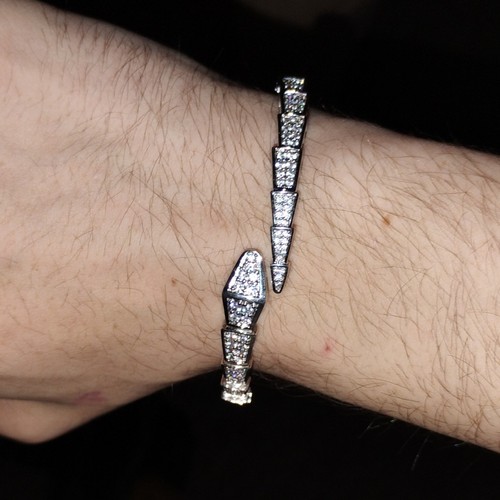 .iced-out. Silver Tennis Bracelet Men Asymmetrical Gemstone White Gold Plated