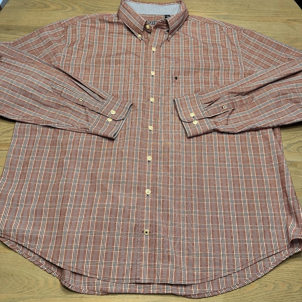 Camisa a Cuadros IZOD Roja Glen Para Hombres 2XLT ALTA Abotonada Manga Larga Grande y Alta Foto 2 de 4