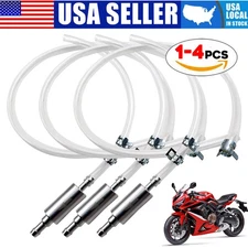 1-4Pcs Brake Bleeder Hose, One Way Check Valve Tube Bleeding Tool Kit Silver US