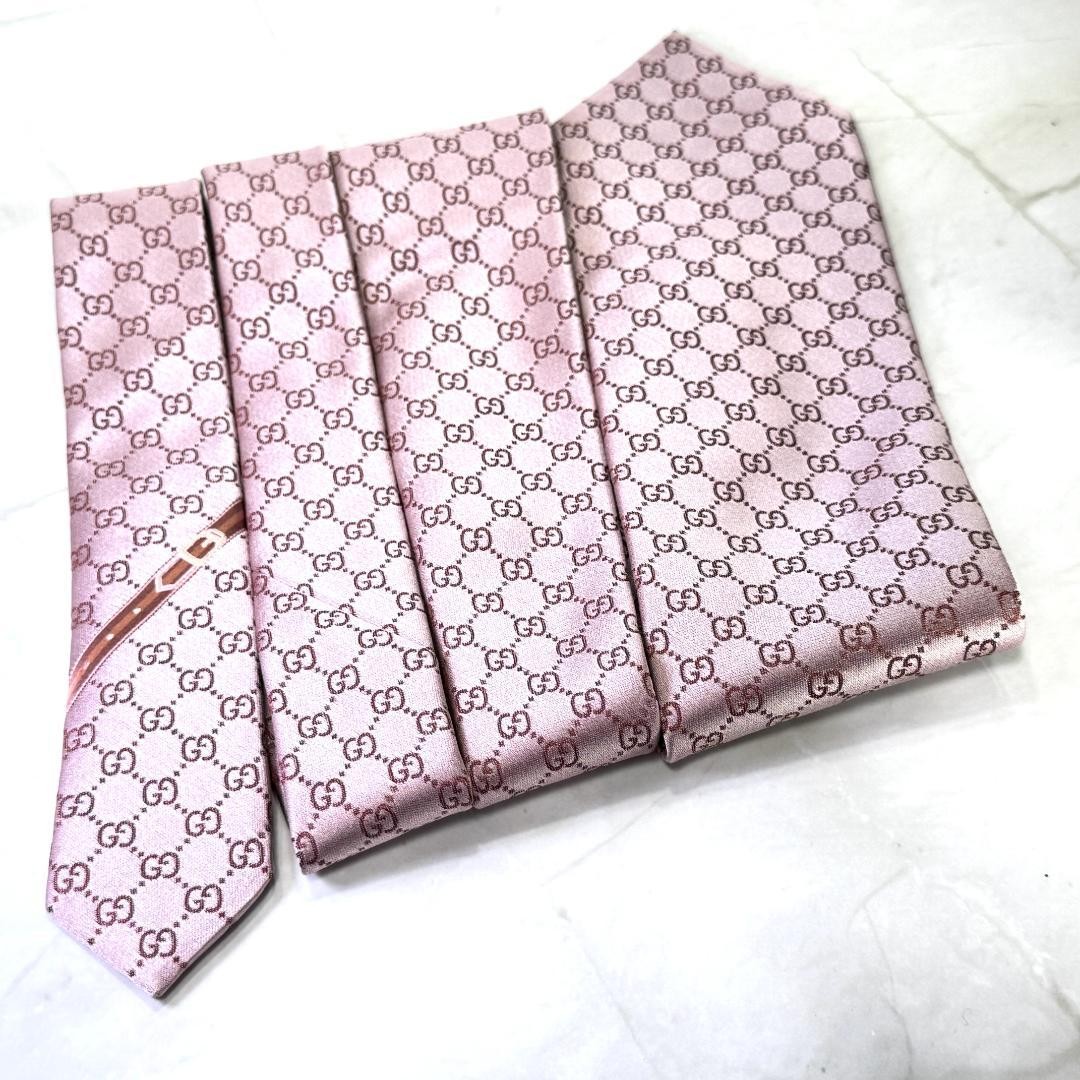 Gucci Necktie Tie 100% Silk Pink All-over GG Pattern 3.2 inches From Japan thumbnail 21