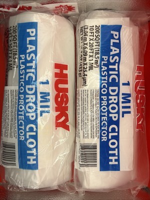 Husky Plastic Drop Cloth 200 SQ FT. 1 Mil. 10'X20' POLY PROTECTOR  2-PACK  