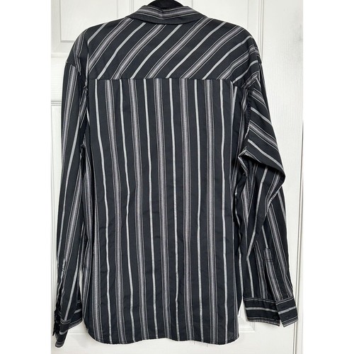 Camisa Infamous Para Hombre Negra Gris Abotonada Manga Larga Cuello Talla Grande #620 - Imagen 3 de 4