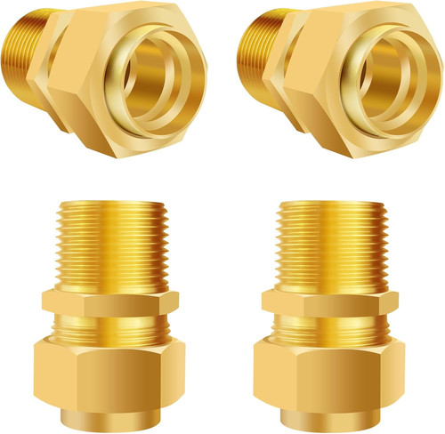 4 Pack 3/4'' CSST Male NPT Pipe Fitting Kit Brass Natural Gas Quick Connect Adap